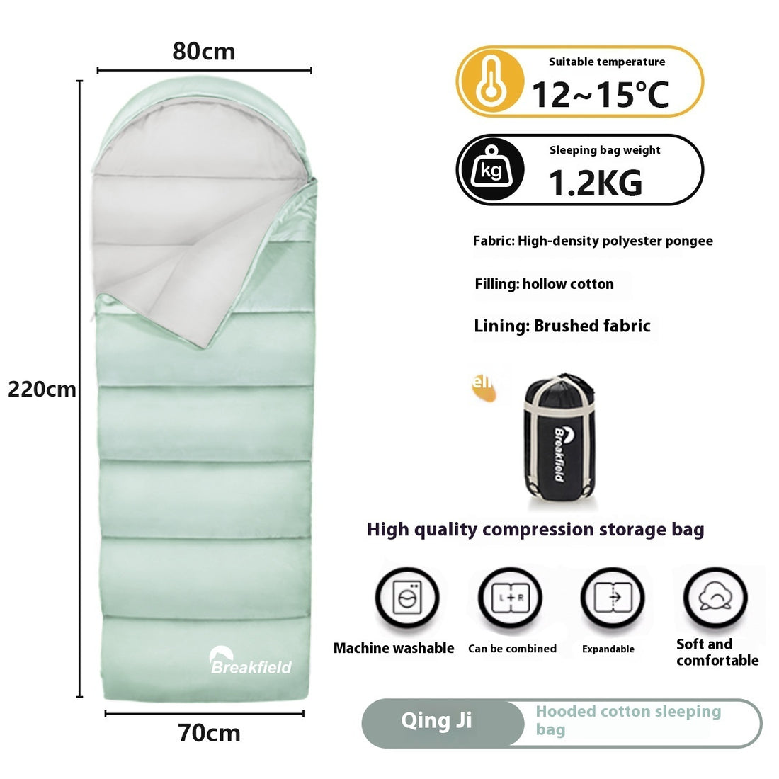 Outdoor Camping Thickened Waterproof Cotton Sleeping Bag