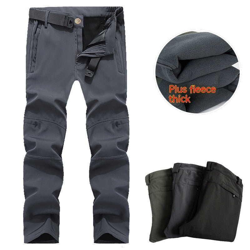 Outdoor Soft Shell Loose Plus Size Fleece-lined Mountaineering Pants