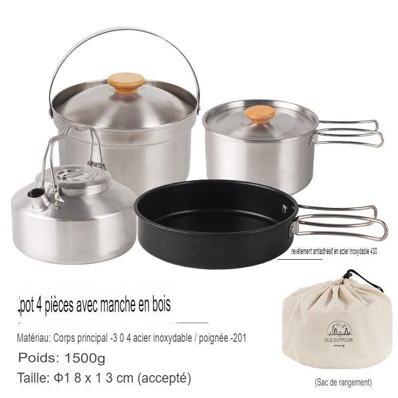 Outdoor 4 Piece Stainless Steel Jacketed Pot Set