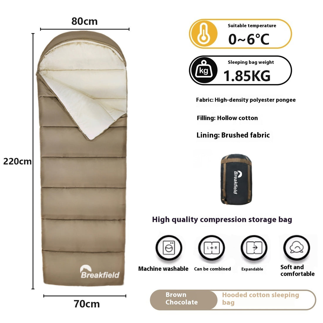 Outdoor Camping Thickened Waterproof Cotton Sleeping Bag