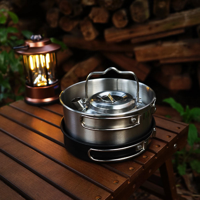 Outdoor 4 Piece Stainless Steel Jacketed Pot Set