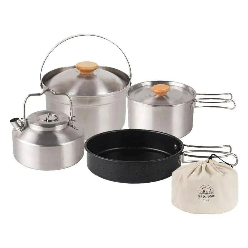 Outdoor 4 Piece Stainless Steel Jacketed Pot Set